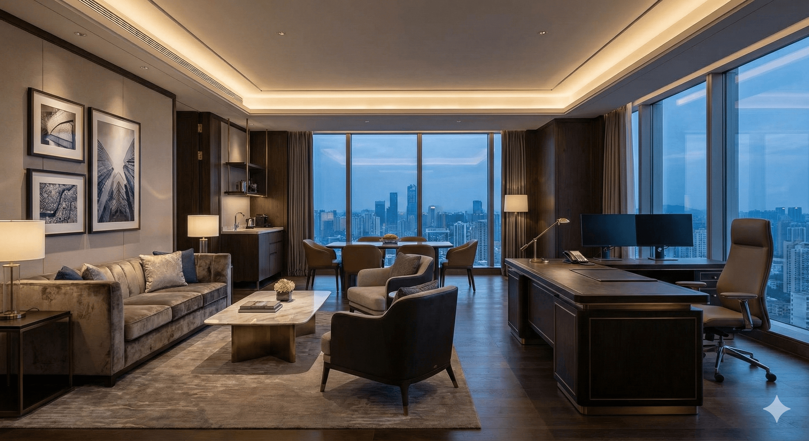 Premium executive suite with modern professional workspace
